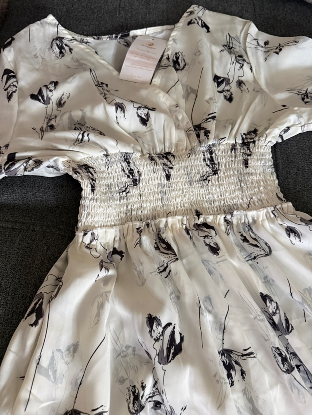 Forever New White Floral Smocked-Waist Dress - Picture 4 of 7